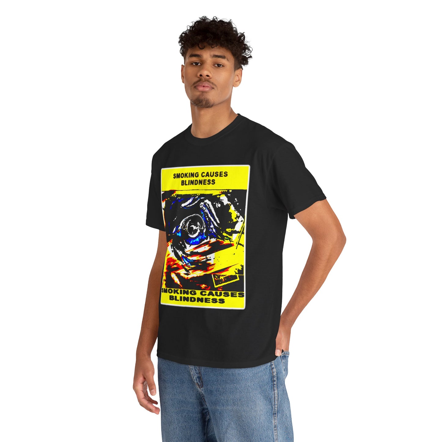 “Smoking Causes Blindness” Graphic T-Shirt - Bold Anti-Smoking Statement