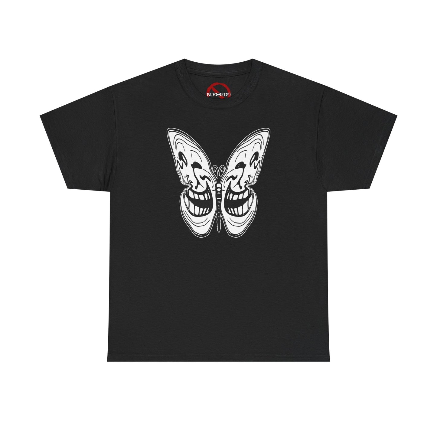 Tee: Meme Troll Face Butterfly Graphic T-Shirt