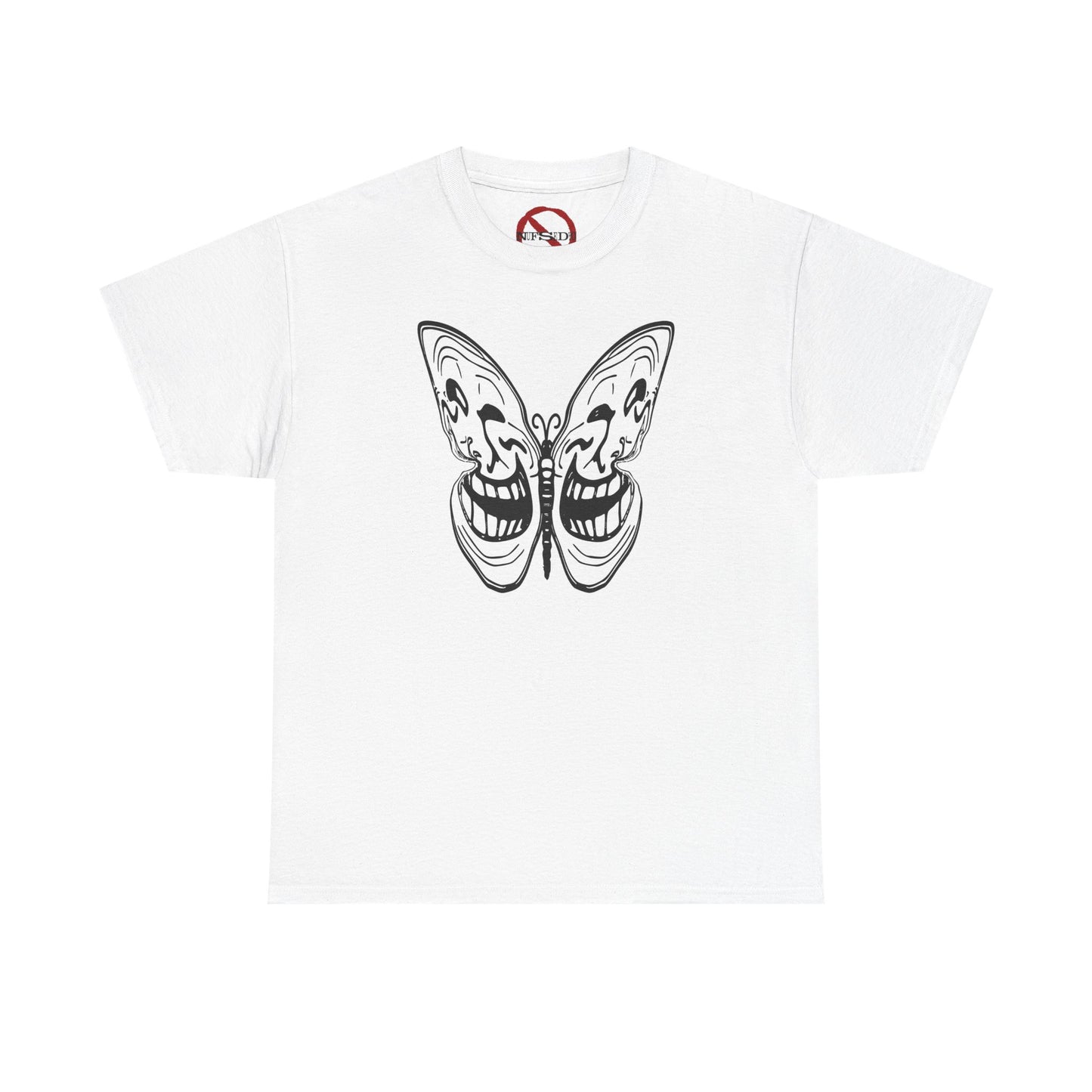 Tee: Meme Troll Face Butterfly Graphic T-Shirt