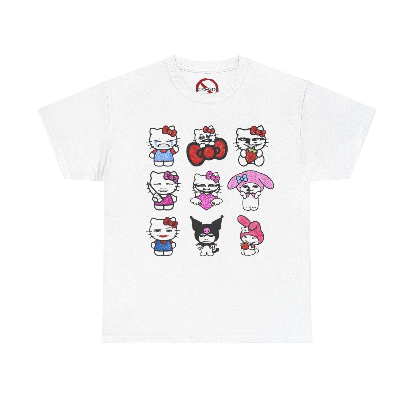 Creepy Kitty Unisex Tee with 9 Flashing Cats Design