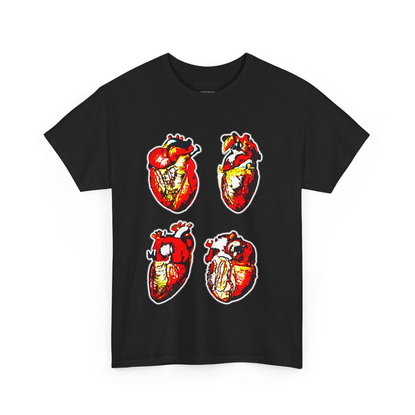 Anatomical Heart Quad Graphic T-Shirt - Bold High-Contrast Design on Heavy Cotton