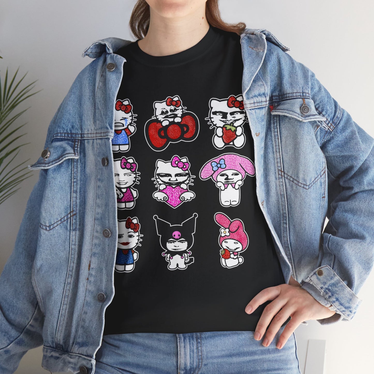 Creepy Kitty Unisex Tee with 9 Flashing Cats Design