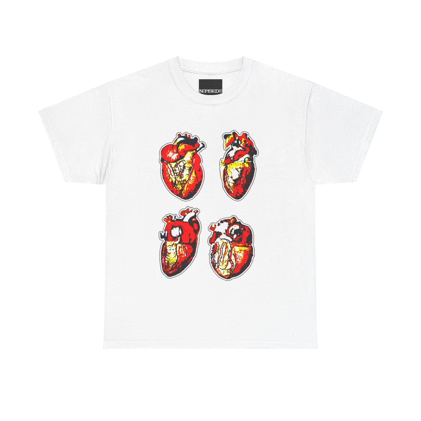 Anatomical Heart Quad Graphic T-Shirt - Bold High-Contrast Design on Heavy Cotton