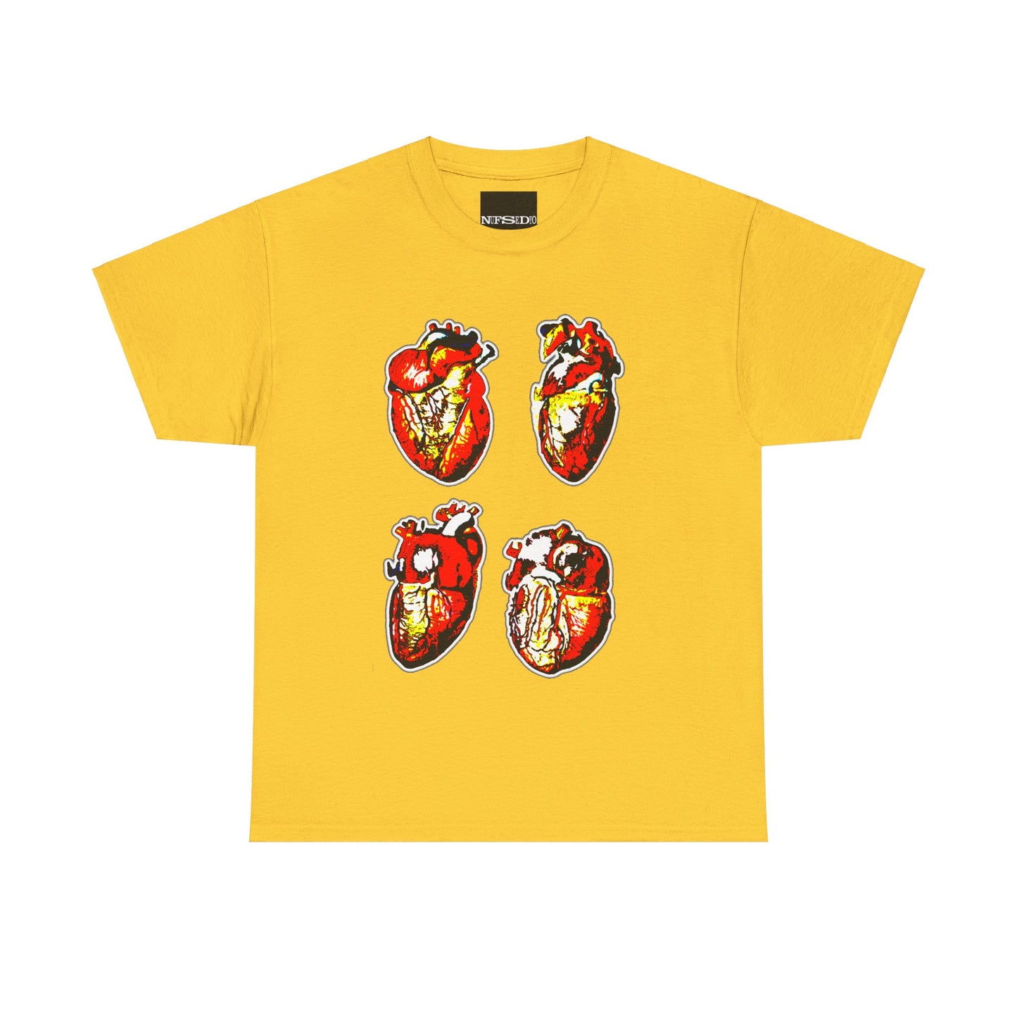 Anatomical Heart Quad Graphic T-Shirt - Bold High-Contrast Design on Heavy Cotton