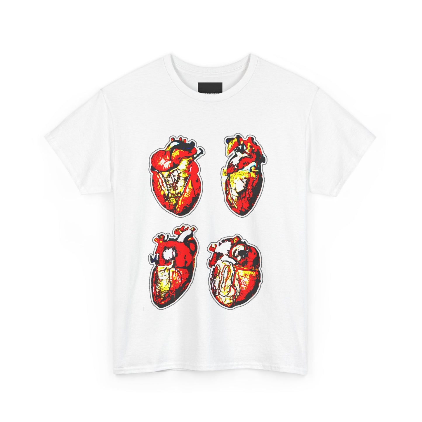 Anatomical Heart Quad Graphic T-Shirt - Bold High-Contrast Design on Heavy Cotton