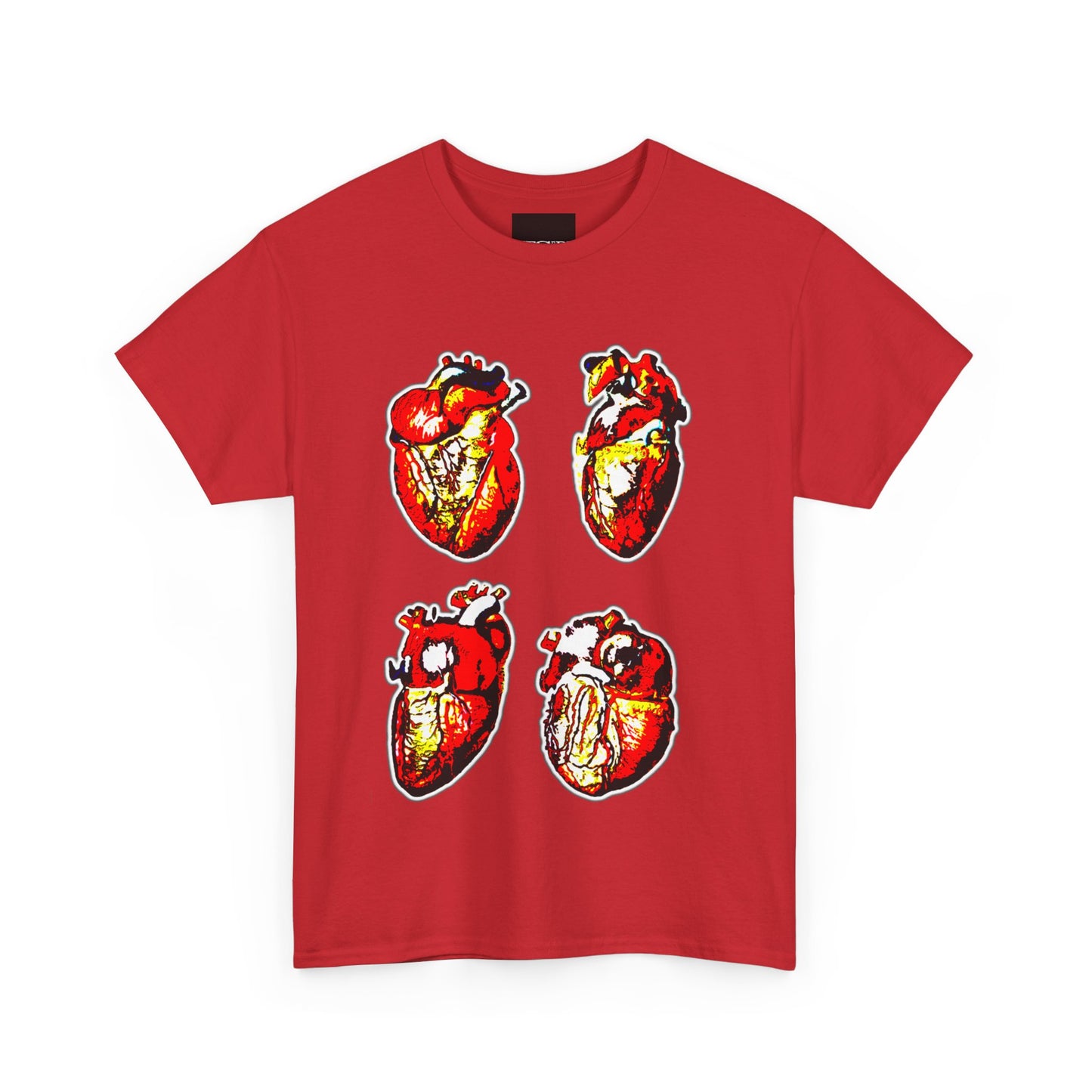 Anatomical Heart Quad Graphic T-Shirt - Bold High-Contrast Design on Heavy Cotton