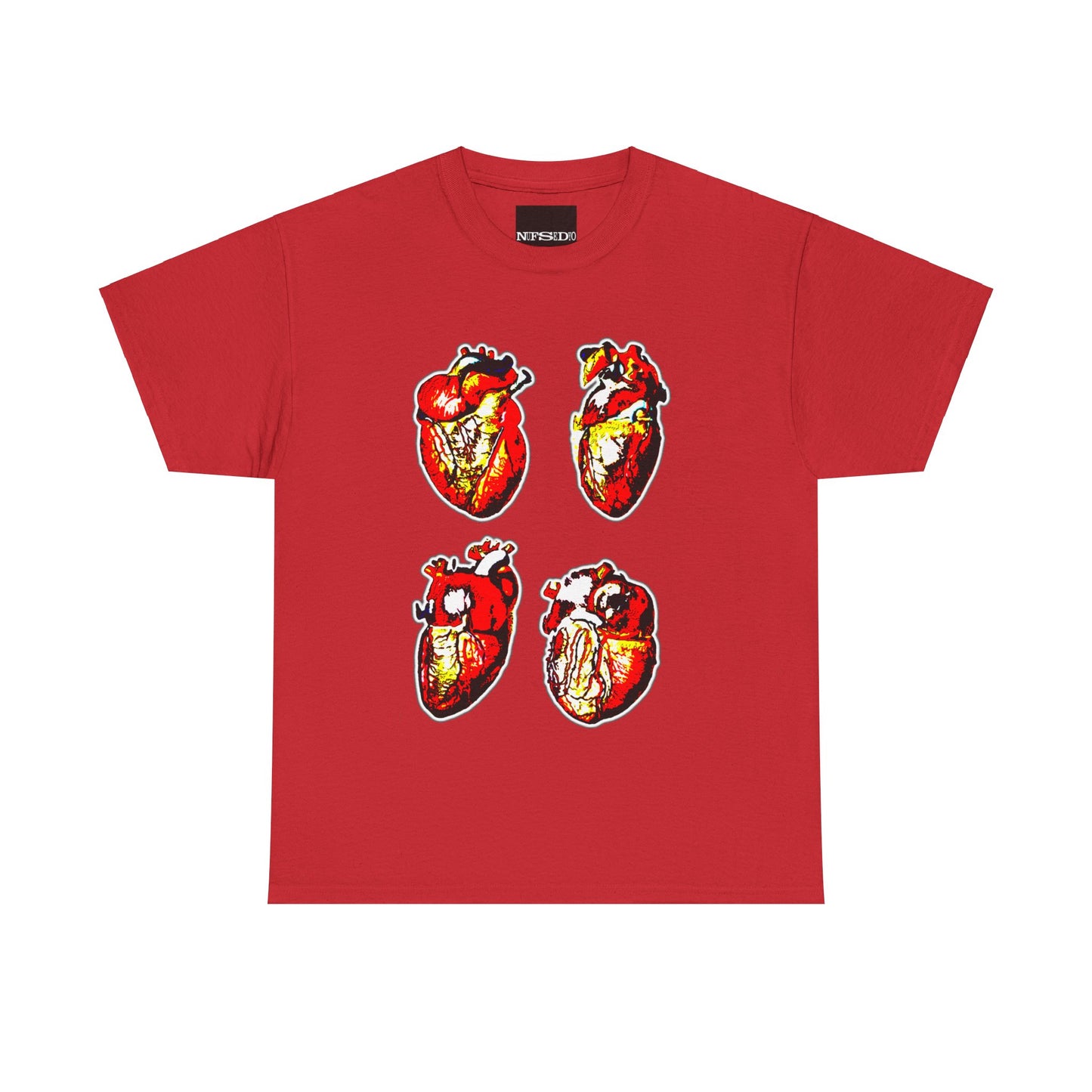 Anatomical Heart Quad Graphic T-Shirt - Bold High-Contrast Design on Heavy Cotton