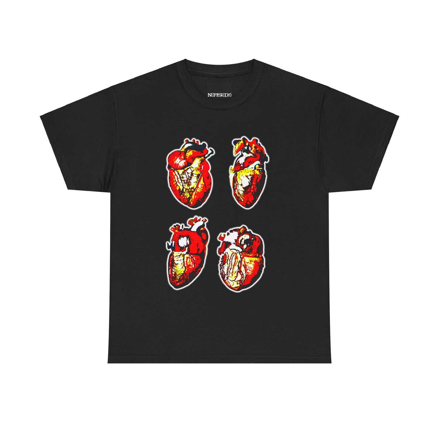 Anatomical Heart Quad Graphic T-Shirt - Bold High-Contrast Design on Heavy Cotton